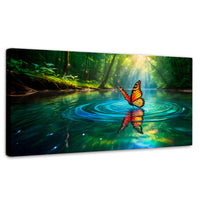 Cuadros Decorativos Canvas Revolution | Mariposa Y Agua | Panoramico | Portada | Marco SinMarco
