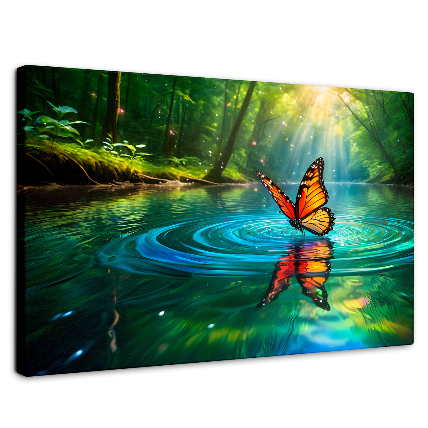 Cuadros Decorativos Canvas Revolution | Mariposa Y Agua | Rectangular | Portada | Marco SinMarco