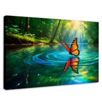 Cuadros Decorativos Canvas Revolution | Mariposa Y Agua | Rectangular | Portada | Marco SinMarco