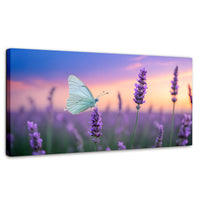 Cuadros Decorativos Canvas Revolution | Mariposa Y Lavanda | Panoramico | Portada | Marco SinMarco