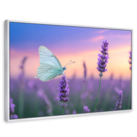 Cuadros Decorativos Canvas Revolution | Mariposa Y Lavanda | Rectangular | Portada | Marco Blanco
