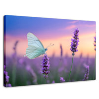 Cuadros Decorativos Canvas Revolution | Mariposa Y Lavanda | Rectangular | Portada | Marco SinMarco