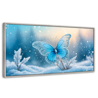 Cuadros Decorativos Canvas Revolution | Mariposa Y Nieve | Panoramico | Portada | Marco Blanco
