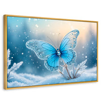 Cuadros Decorativos Canvas Revolution | Mariposa Y Nieve | Rectangular | Portada | Marco Dorado