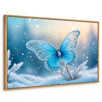 Cuadros Decorativos Canvas Revolution | Mariposa Y Nieve | Rectangular | Portada | Marco Madera