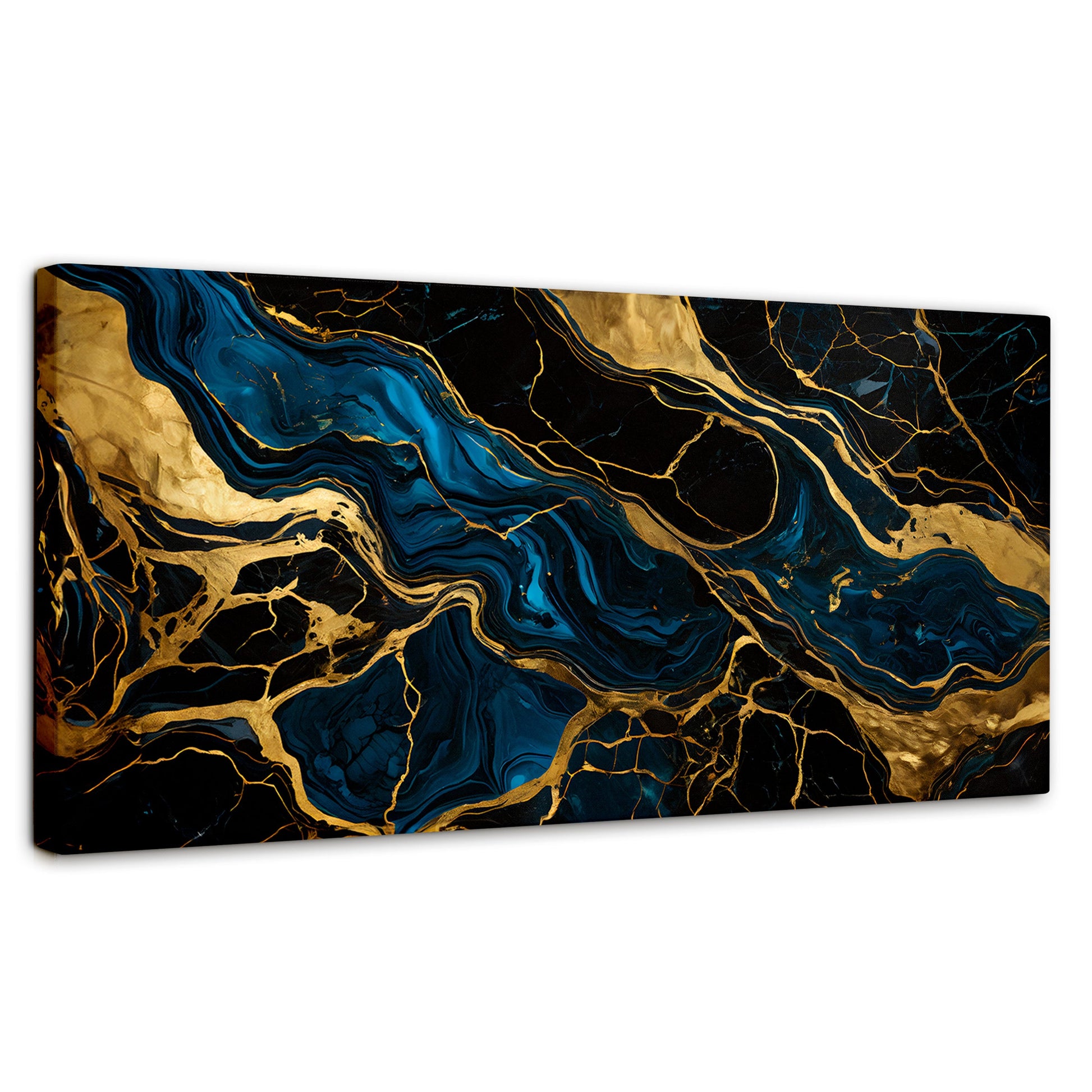 Cuadros Decorativos Canvas Revolution | Marmol Azul Oro | Panoramico | Portada | Marco SinMarco