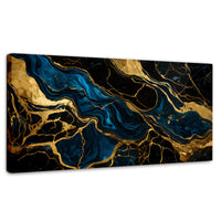 Cuadros Decorativos Canvas Revolution | Marmol Azul Oro | Panoramico | Portada | Marco SinMarco