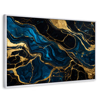 Cuadros Decorativos Canvas Revolution | Marmol Azul Oro | Rectangular | Portada | Marco Blanco