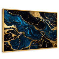 Cuadros Decorativos Canvas Revolution | Marmol Azul Oro | Rectangular | Portada | Marco Dorado
