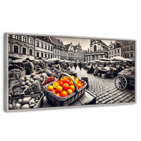 Cuadros Decorativos Canvas Revolution | Mercado Naranja | Panoramico | Portada | Marco Blanco