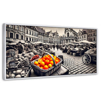 Cuadros Decorativos Canvas Revolution | Mercado Naranja | Panoramico | Portada | Marco Dorado