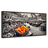 Cuadros Decorativos Canvas Revolution | Mercado Naranja | Panoramico | Portada | Marco Plateado