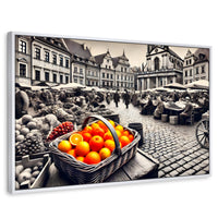 Cuadros Decorativos Canvas Revolution | Mercado Naranja | Rectangular | Portada | Marco Blanco