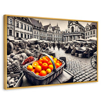 Cuadros Decorativos Canvas Revolution | Mercado Naranja | Rectangular | Portada | Marco Dorado