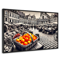 Cuadros Decorativos Canvas Revolution | Mercado Naranja | Rectangular | Portada | Marco Negro