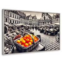 Cuadros Decorativos Canvas Revolution | Mercado Naranja | Rectangular | Portada | Marco Plateado