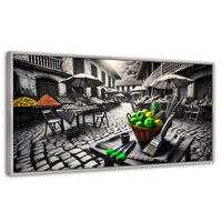Cuadros Decorativos Canvas Revolution | Mercado Natural | Panoramico | Portada | Marco Blanco