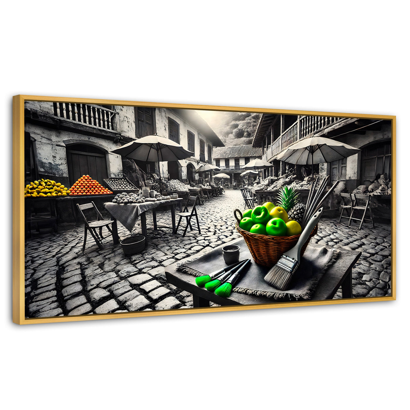 Cuadros Decorativos Canvas Revolution | Mercado Natural | Panoramico | Portada | Marco Madera