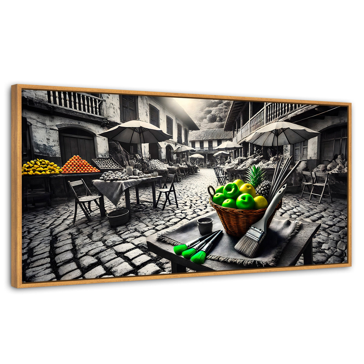 Cuadros Decorativos Canvas Revolution | Mercado Natural | Panoramico | Portada | Marco Negro