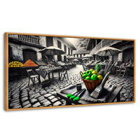 Cuadros Decorativos Canvas Revolution | Mercado Natural | Panoramico | Portada | Marco Negro