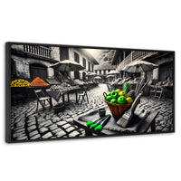 Cuadros Decorativos Canvas Revolution | Mercado Natural | Panoramico | Portada | Marco Plateado