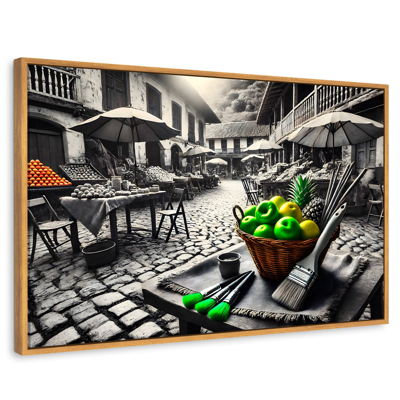 Cuadros Decorativos Canvas Revolution | Mercado Natural | Rectangular | Portada | Marco Madera