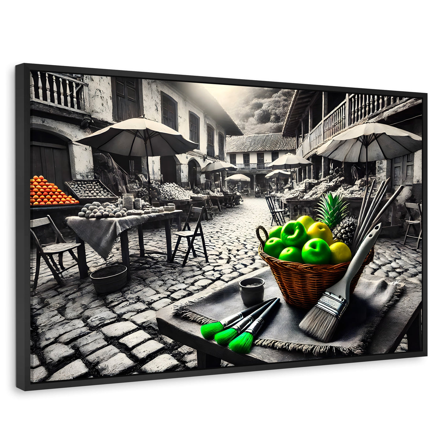 Cuadros Decorativos Canvas Revolution | Mercado Natural | Rectangular | Portada | Marco Negro