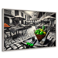Cuadros Decorativos Canvas Revolution | Mercado Natural | Rectangular | Portada | Marco Plateado