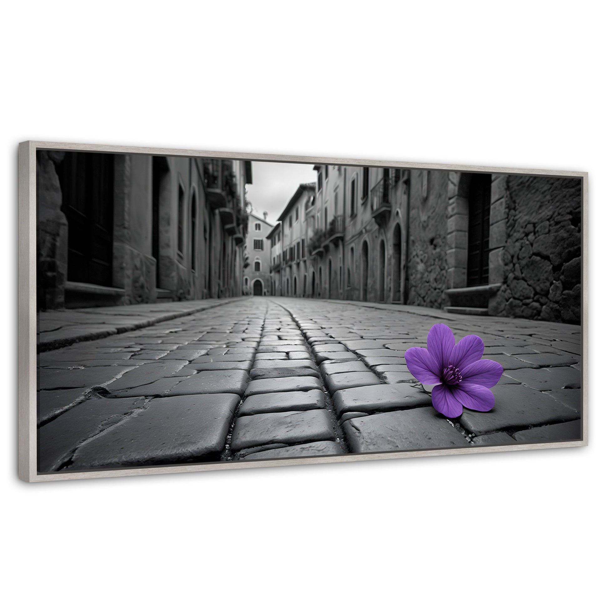 Cuadros Decorativos Canvas Revolution | Morado Callejero | Panoramico | Portada | Marco Blanco