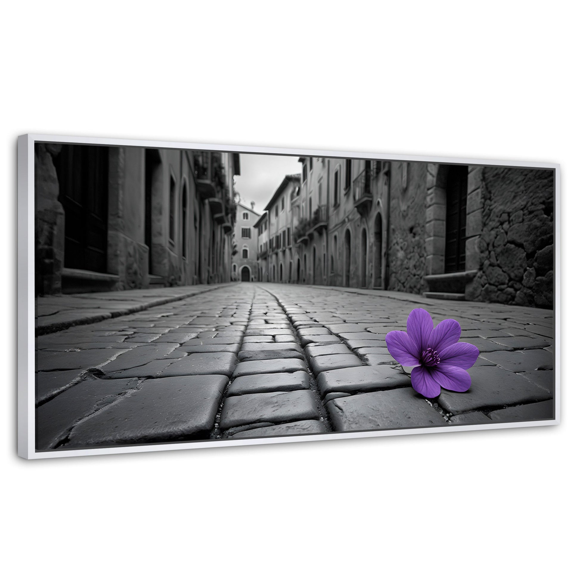 Cuadros Decorativos Canvas Revolution | Morado Callejero | Panoramico | Portada | Marco Dorado