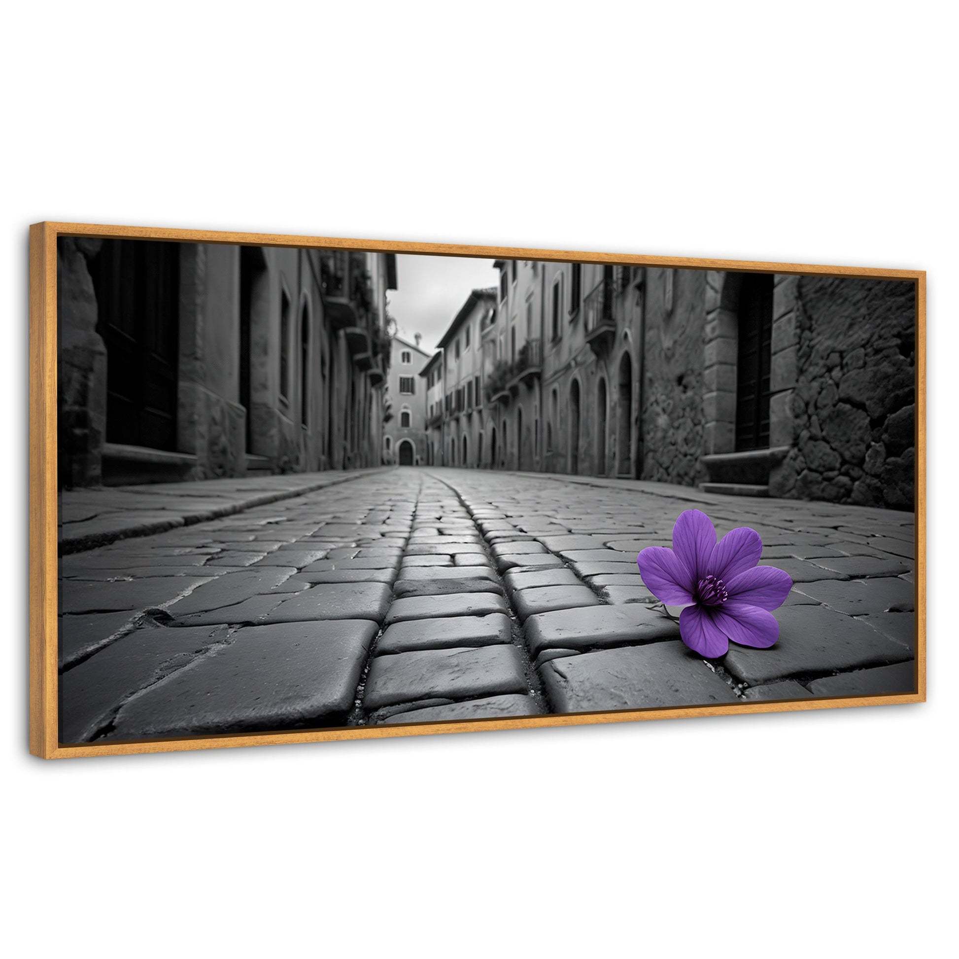 Cuadros Decorativos Canvas Revolution | Morado Callejero | Panoramico | Portada | Marco Negro