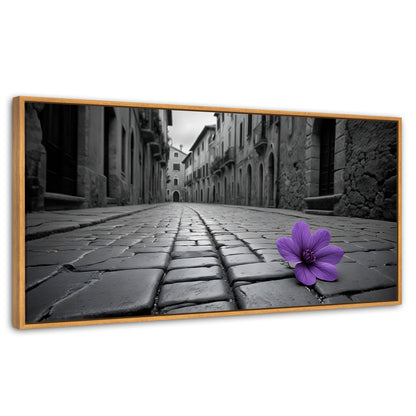 Cuadros Decorativos Canvas Revolution | Morado Callejero | Panoramico | Portada | Marco Negro