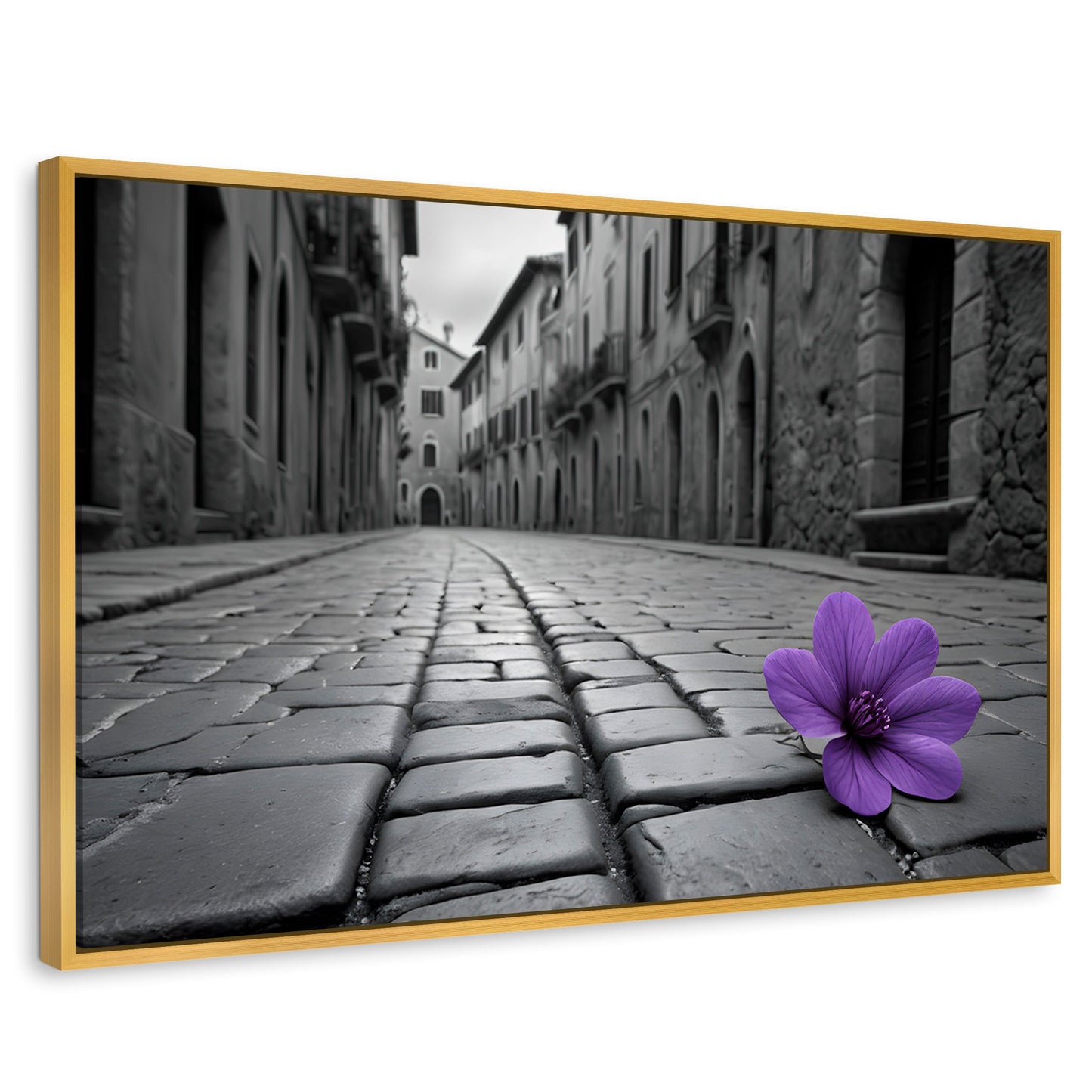 Cuadros Decorativos Canvas Revolution | Morado Callejero | Rectangular | Portada | Marco Dorado