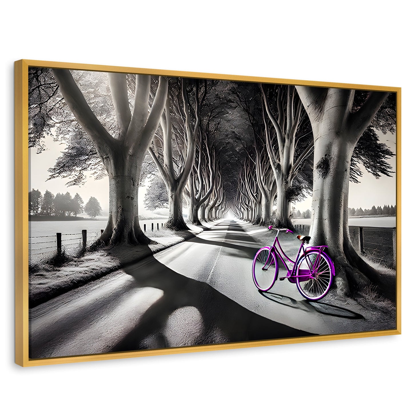 Cuadros Decorativos Canvas Revolution | Morado Natural | Rectangular | Portada | Marco Dorado