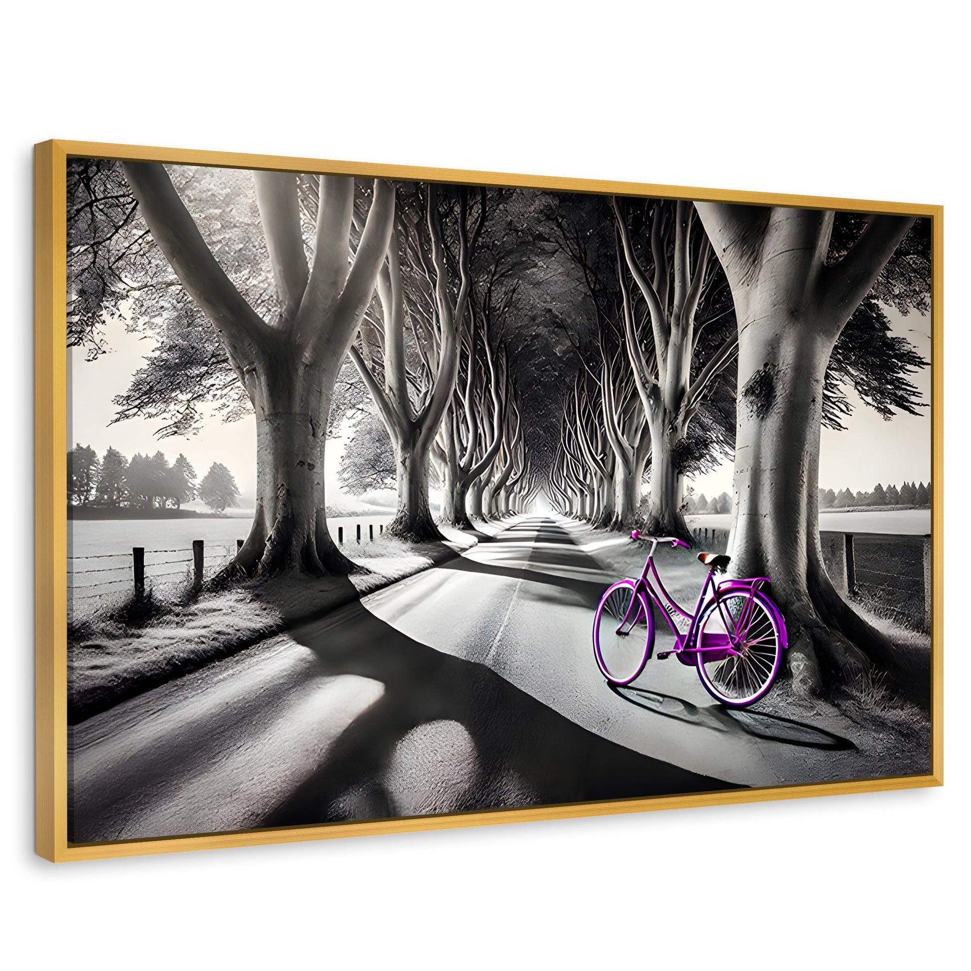 Cuadros Decorativos Canvas Revolution | Morado Natural | Rectangular | Portada | Marco Dorado