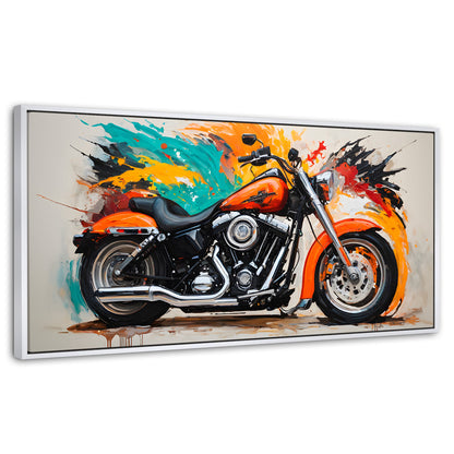 Cuadros Decorativos Canvas Revolution | Motocicleta Clasica | Panoramico | Portada | Marco Blanco