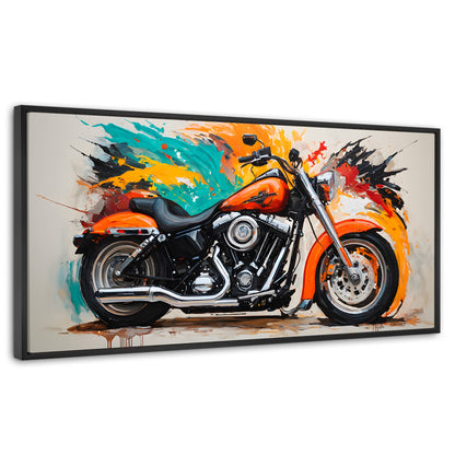 Cuadros Decorativos Canvas Revolution | Motocicleta Clasica | Panoramico | Portada | Marco Negro