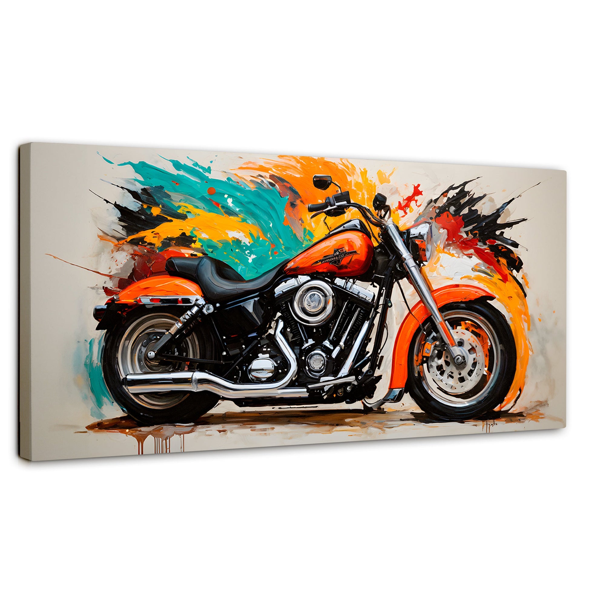 Cuadros Decorativos Canvas Revolution | Motocicleta Clasica | Panoramico | Portada | Marco SinMarco