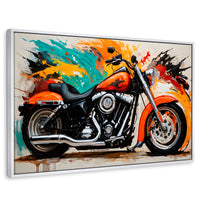 Cuadros Decorativos Canvas Revolution | Motocicleta Clasica | Rectangular | Portada | Marco Blanco