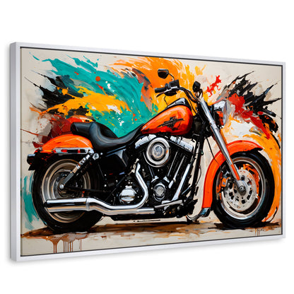 Cuadros Decorativos Canvas Revolution | Motocicleta Clasica | Rectangular | Portada | Marco Blanco