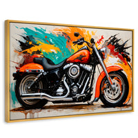 Cuadros Decorativos Canvas Revolution | Motocicleta Clasica | Rectangular | Portada | Marco Dorado