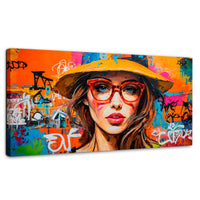 Cuadros Decorativos Canvas Revolution | Mujer Con Gafas | Panoramico | Portada | Marco SinMarco