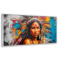 Cuadros Decorativos Canvas Revolution | Nativo Colorido | Panoramico | Portada | Marco Blanco