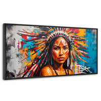 Cuadros Decorativos Canvas Revolution | Nativo Colorido | Panoramico | Portada | Marco Negro