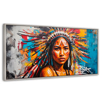 Cuadros Decorativos Canvas Revolution | Nativo Colorido | Panoramico | Portada | Marco Plateado