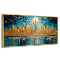 Cuadros Decorativos Canvas Revolution | New York Paint Oro | Panoramico | Portada | Marco Madera