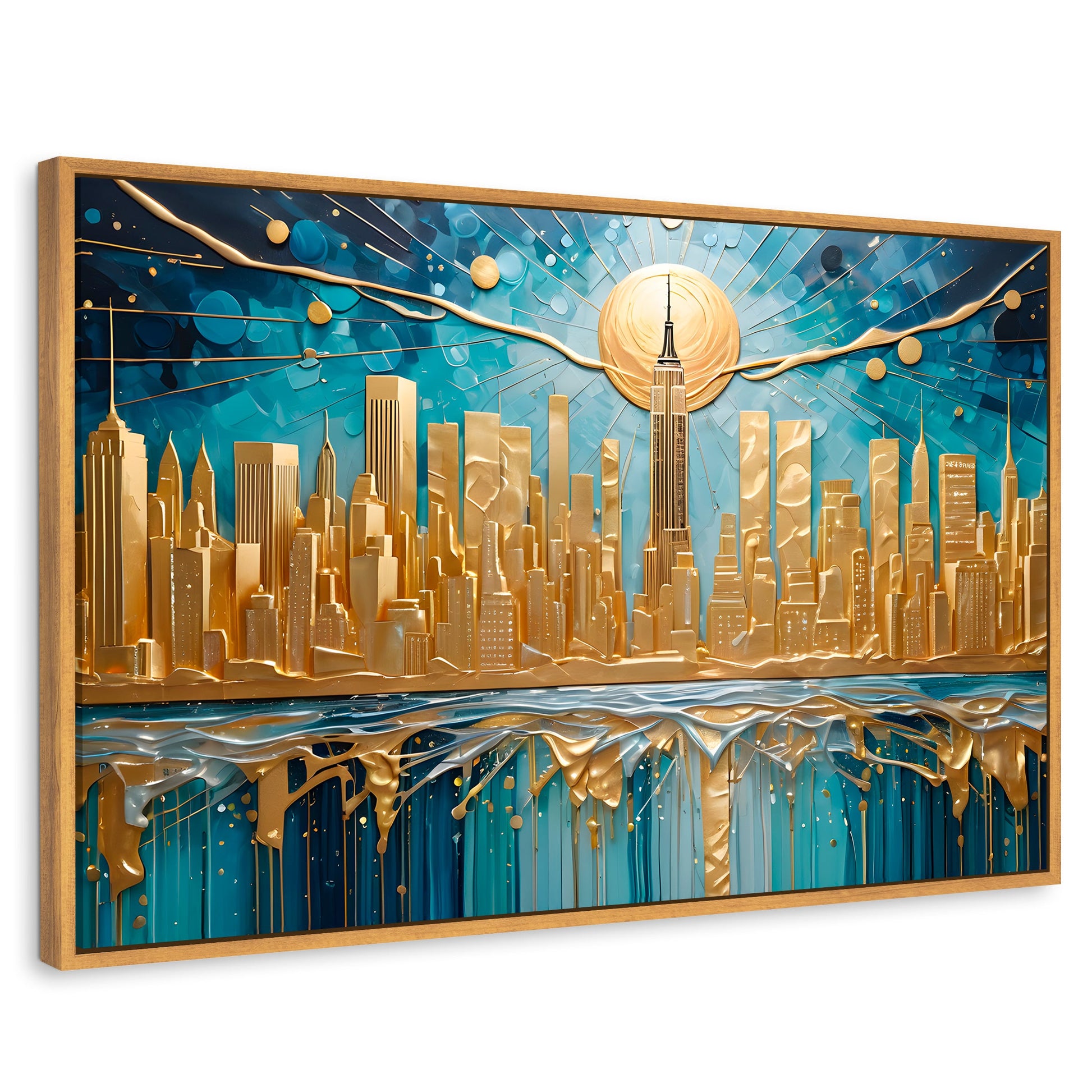 Cuadros Decorativos Canvas Revolution | New York Paint Oro | Rectangular | Portada | Marco Madera