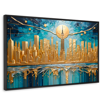 Cuadros Decorativos Canvas Revolution | New York Paint Oro | Rectangular | Portada | Marco Negro