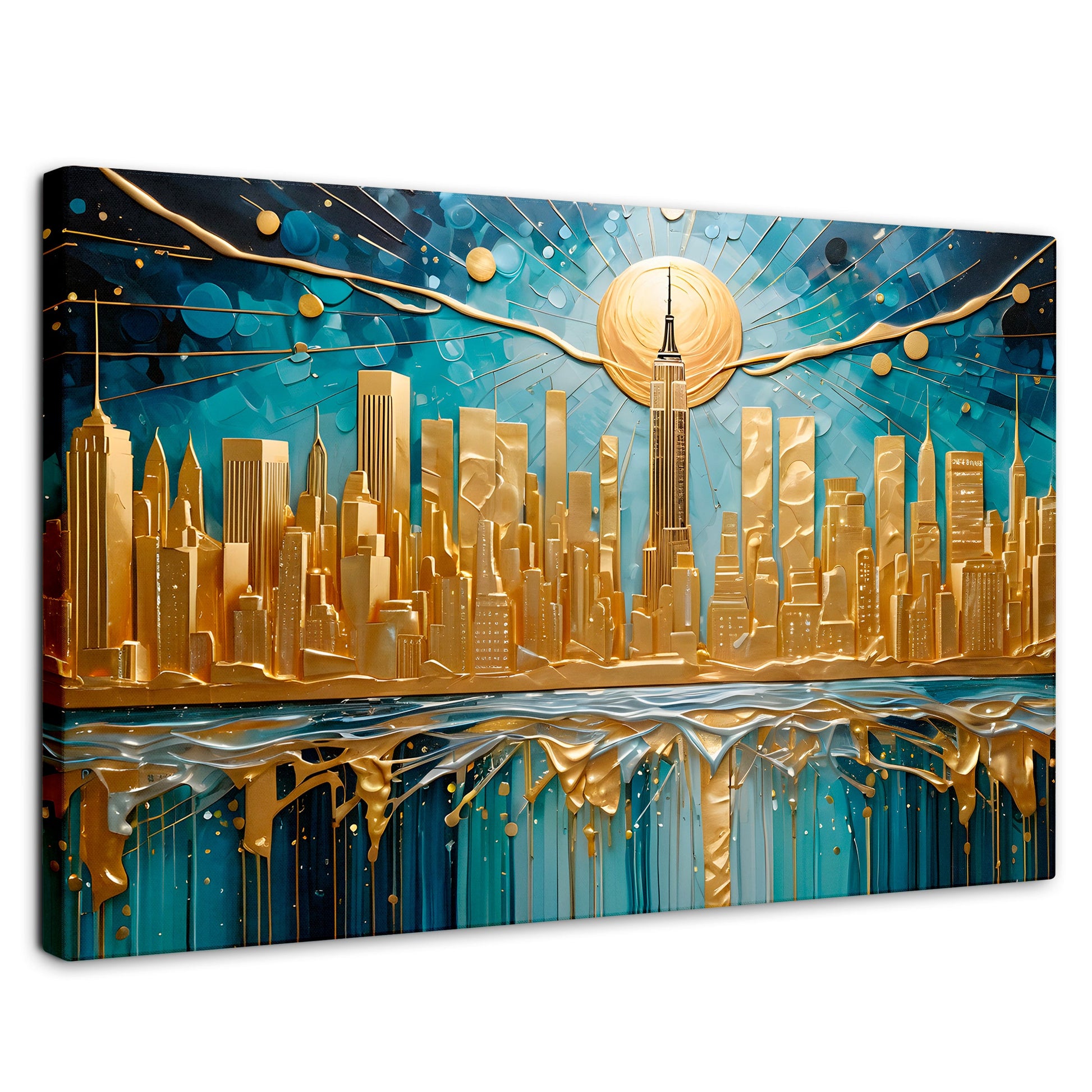 Cuadros Decorativos Canvas Revolution | New York Paint Oro | Rectangular | Portada | Marco SinMarco