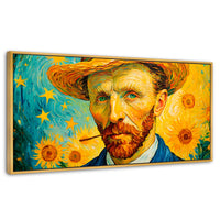 Cuadros Decorativos Canvas Revolution | Nocturno De Girasol | Panoramico | Portada | Marco Dorado